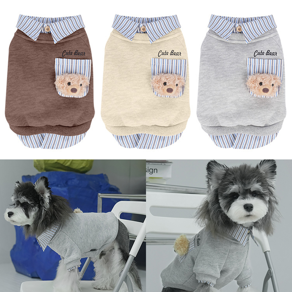 강아지옷 고양이 애견 기모 남방 레이어 티셔츠 맨투맨 겨울옷 정장 블라우스 - 상품 이미지
