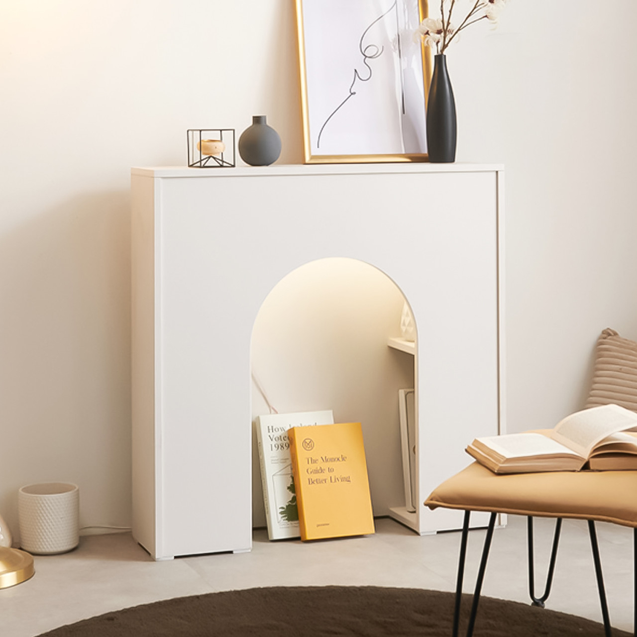 벽난로콘솔 슬림 미니 콘솔 테이블 현관 장식장 벽난로 수납장