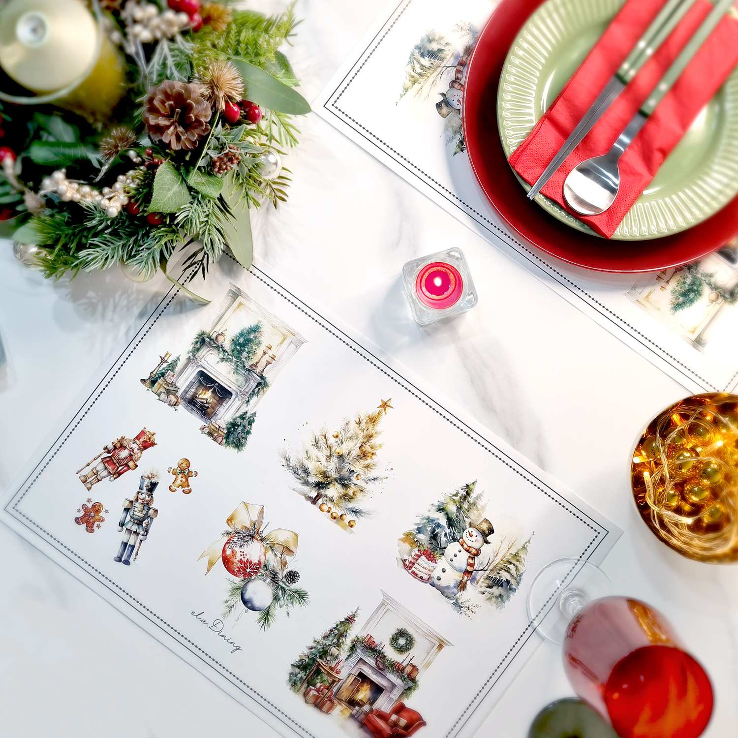 일회용 종이 식탁매트 10장 세트 크리스마스 오브제 엘라다이닝