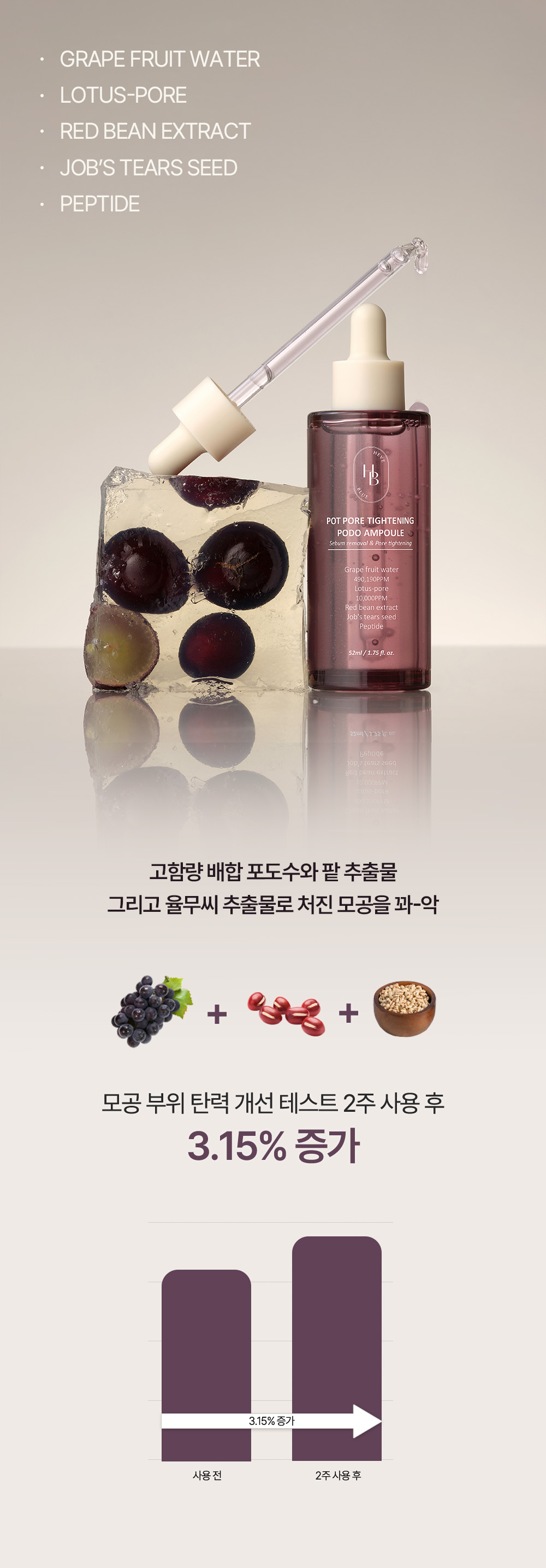 korean grape red bean pore ampoule