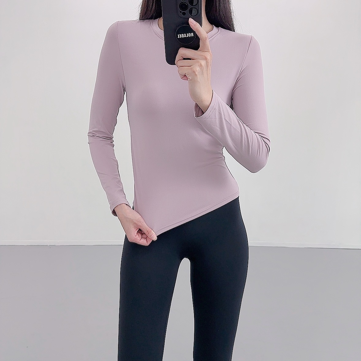 로라벨 리온 필라테스복 여성 요가복 필라테스 요가 상의 옷 커버업 운동복 크롭 탑 긴팔 - 상세 이미지 3
