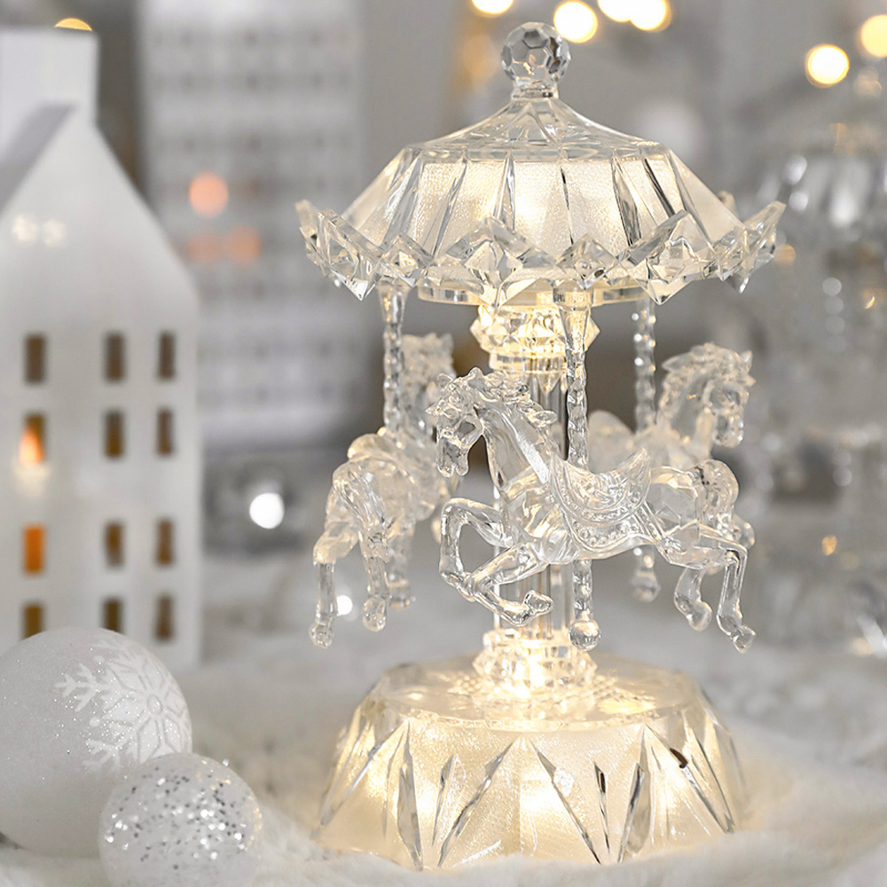 로쉐 크리스탈 수동 크리스마스 회전목마 지브리 오르골 장식 인테리어 소품 뮤직박스 2가지