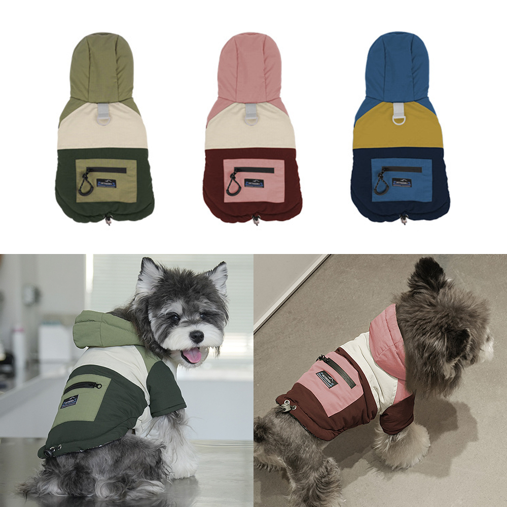 강아지옷 고양이 겨울 방한 지퍼 패딩 조끼 기능성 겨울옷 후드 자켓 코트 점퍼 하네스 - 메인 이미지