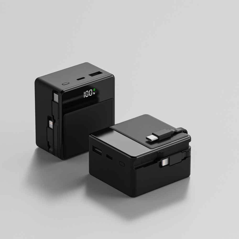 미니덕트 쿼드로 대용량 미니 보조배터리 PD 22.5W 고속충전 20000mAh, 매트 블랙 - 상세 이미지 2