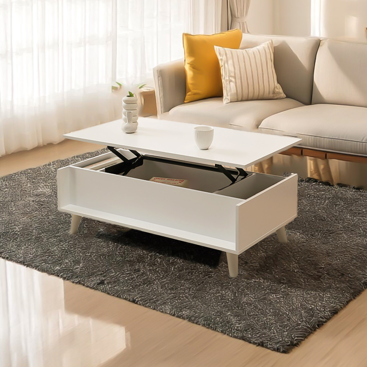 거실 리프트 테이블 업모션 높은 소파테이블 리프트업 탁자 리프팅 모리슨