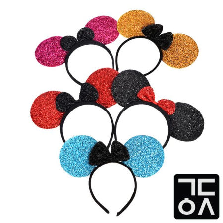 간단일상 OEM 간단 미니 마우스 미키 헤어밴드 응원 인생네컷 소품 생일 할로윈 글리터 머리띠 놀이동산