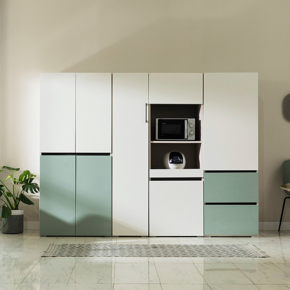 장인가구 스페이스 E0 속깊은 주방 수납장 홈 카페 냉장고 그릇 틈새장 800