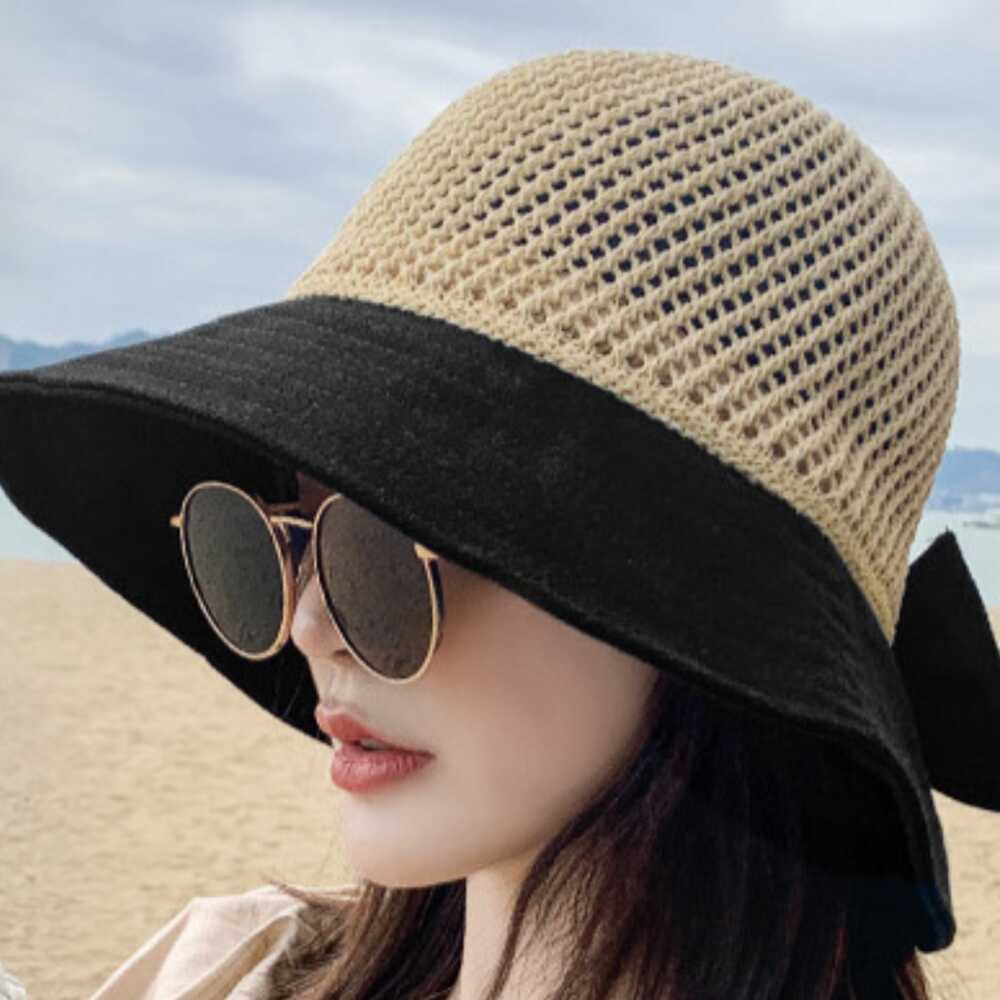 리본벙거지모자 여성등산모자 밀짚모자 - 상품 이미지
