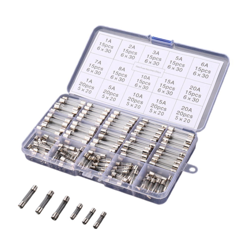 오토크루 자동차 유리관 퓨즈 15종 250개 20mm 30mm 1-20A AC-TL93 - 상품 이미지