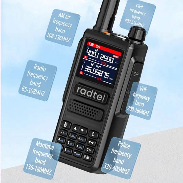 무전기 Radtel 아마추어 햄 양방향 라디오 스테이션 6 밴드 256CH 10W 에어 워키토키 NOAA LCD 컬러 경찰 스캐너 항공 : 하나앤샵4호점