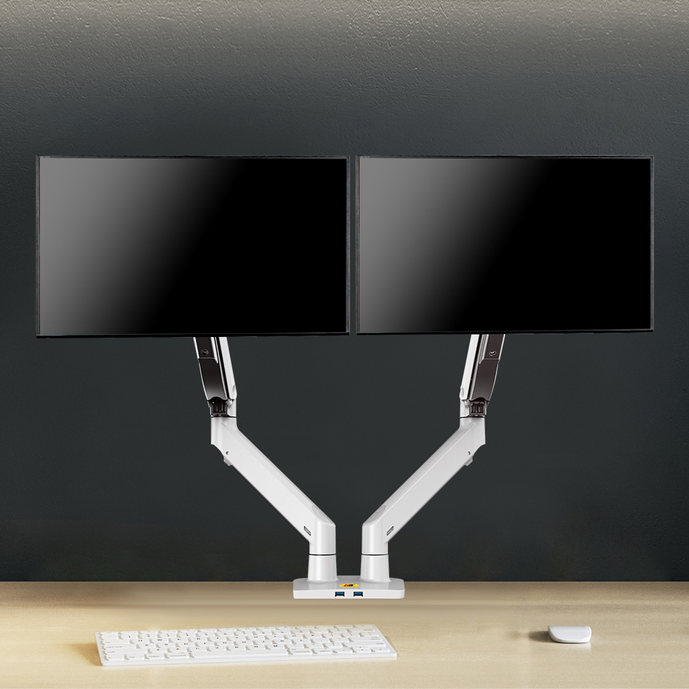 노스바유 NB F195W 고중량 듀얼 화이트 모니터암 거치대