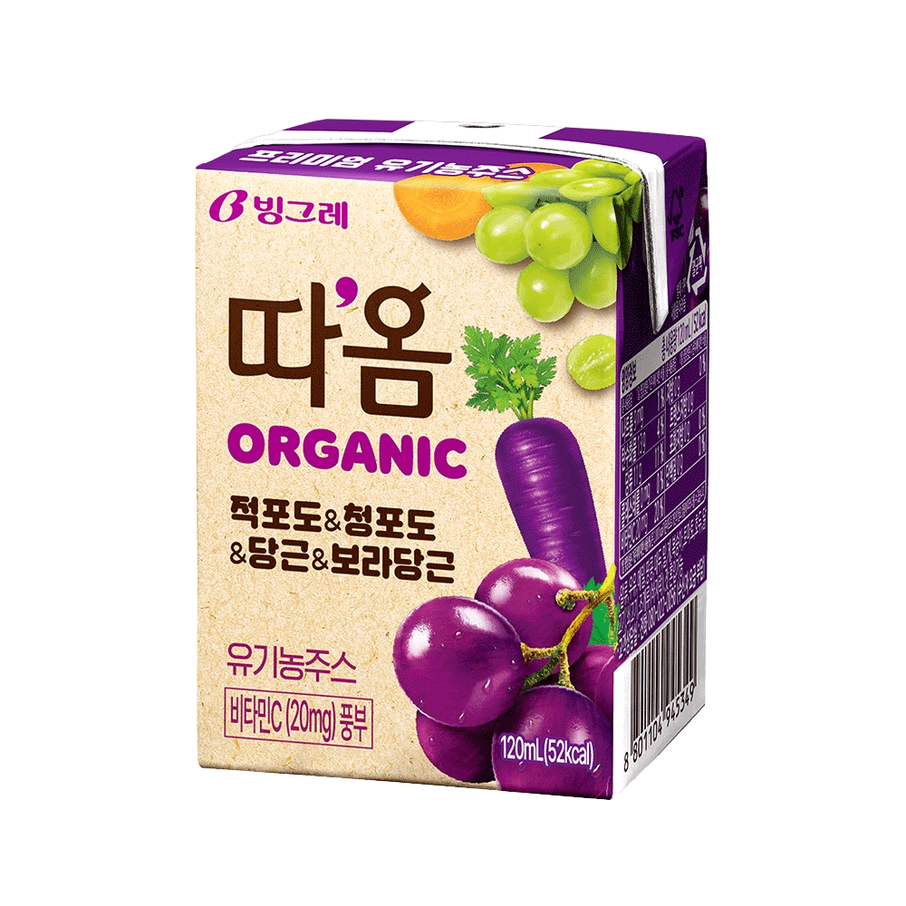 빙그레 따옴 유기농주스 적포도 청포도 당근 보라당근 120ml 24팩 과일야채 : 바잉바잉샵