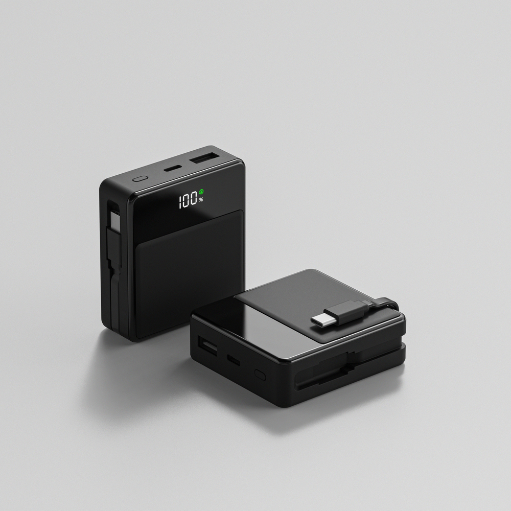 미니덕트 쿼드로 대용량 미니 보조배터리 PD 22.5W 고속충전 10000mAh, 매트 블랙 - 상세 이미지 2