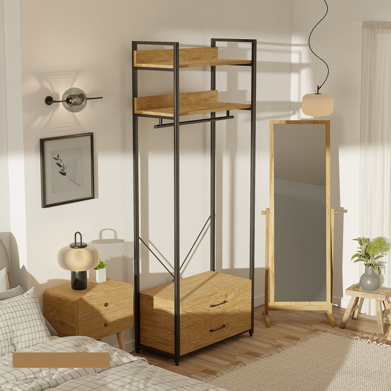 서랍행거 고정식 튼튼한 철제 행거 조립식 시스템행거 스탠딩 옷걸이