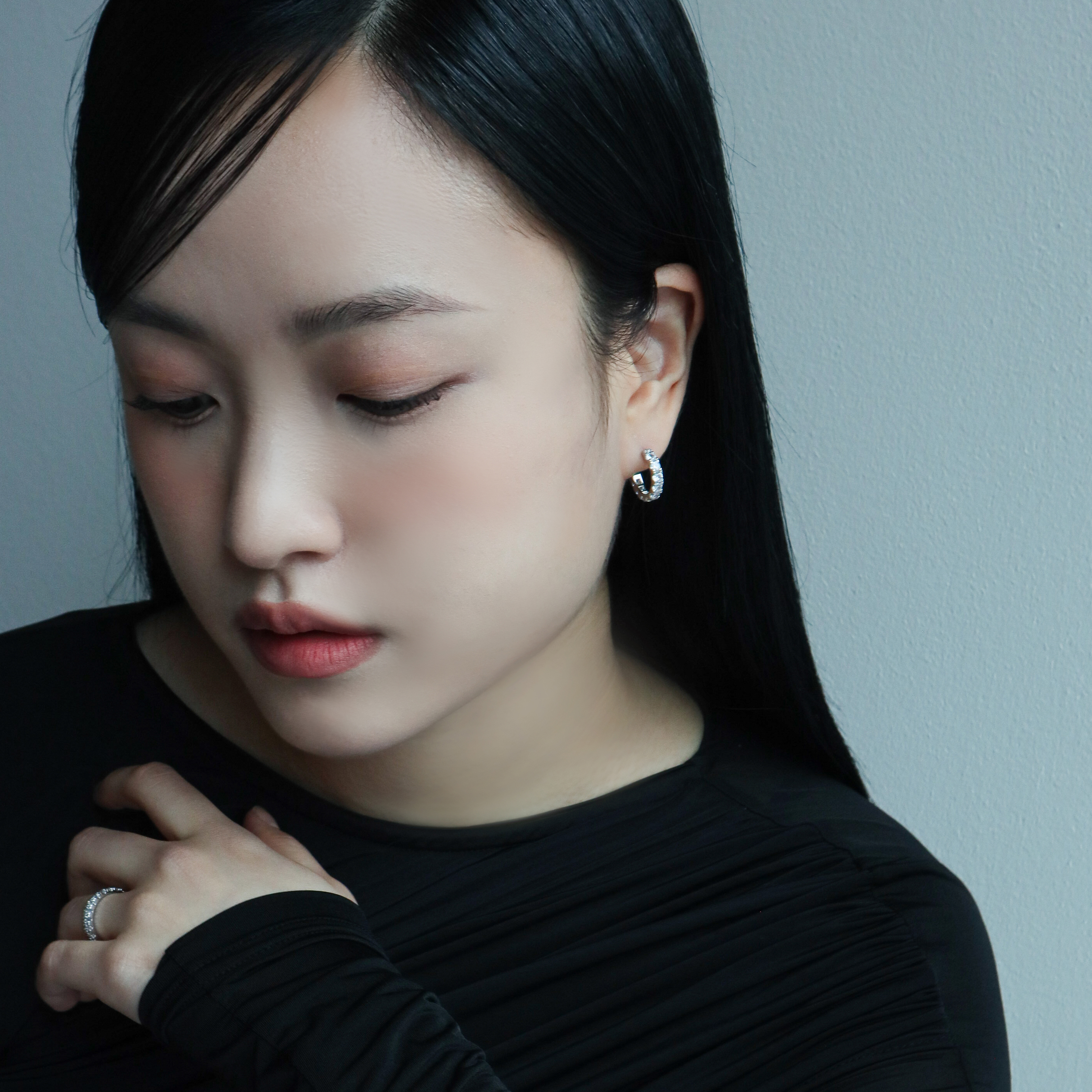 큐빅귀걸이 3mm 화이트 컬러 테니스 귀걸이