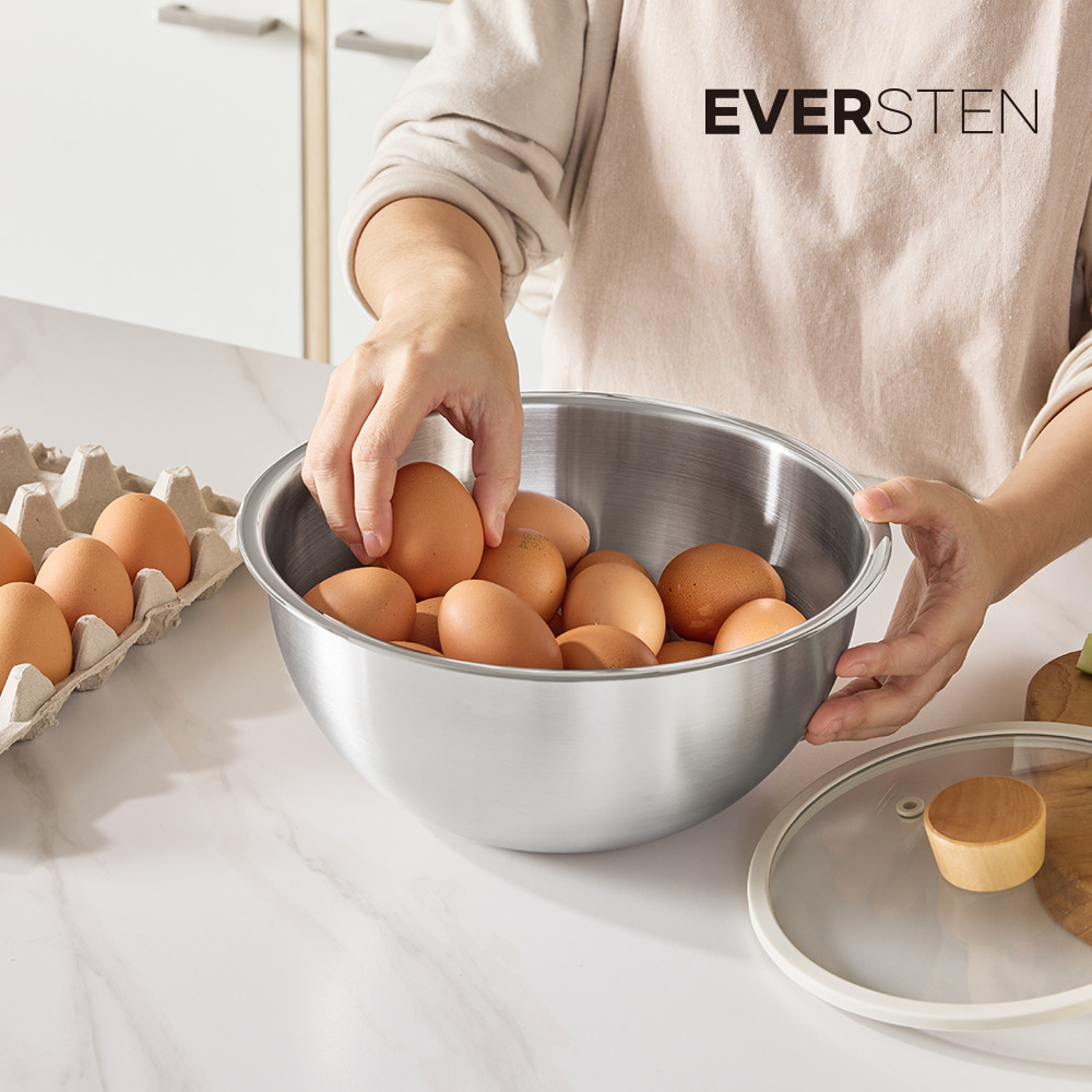 에버스텐 믹싱볼 채반 6종 풀세트 스텐 뚜껑 쌀 다라이 양념 세척볼