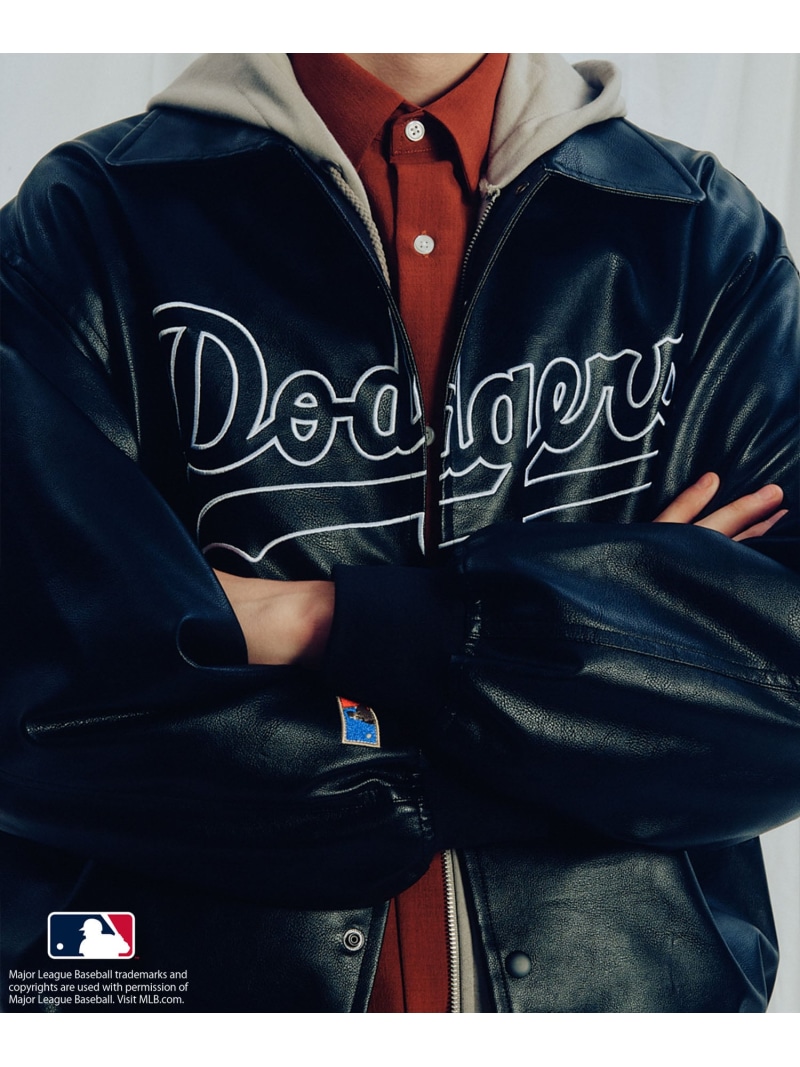 MLB 엠엘비 x 준레드 별주 엠브로이더리 레더 블루종 스타디움 점퍼 자켓 3컬러 - 상세 이미지 2
