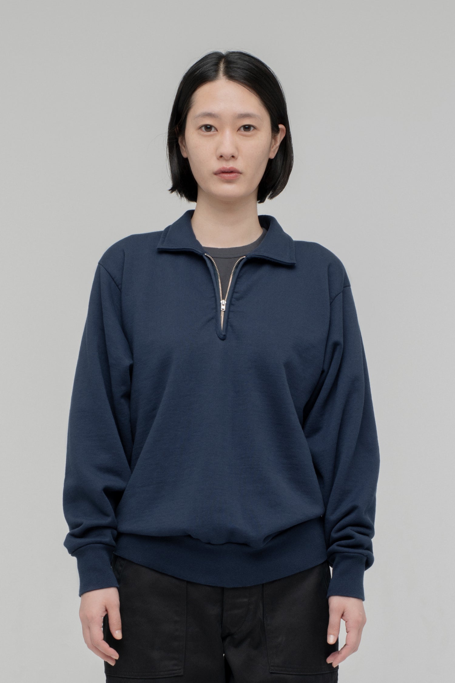 시오타 맨투맨 Half Zip Sweatshirt (Pile Lining) - 상세 이미지 2