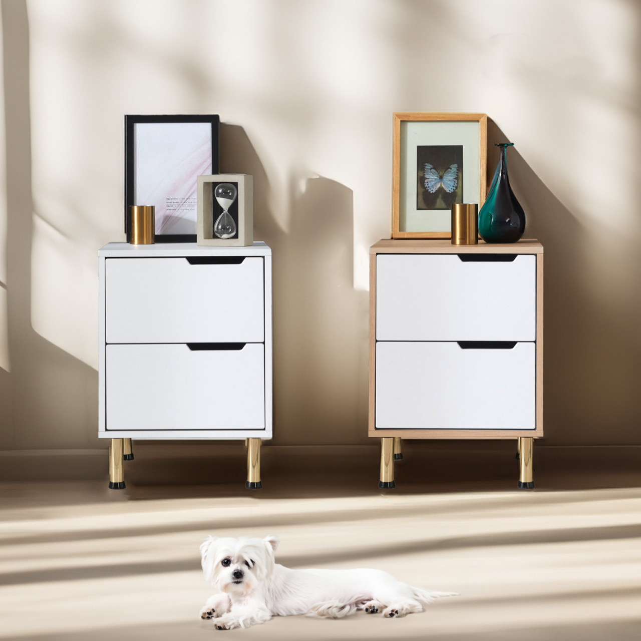 침대서랍장 옆 선반 2단 미니 협탁 서랍 높은 침대 협탁 - 상품 이미지