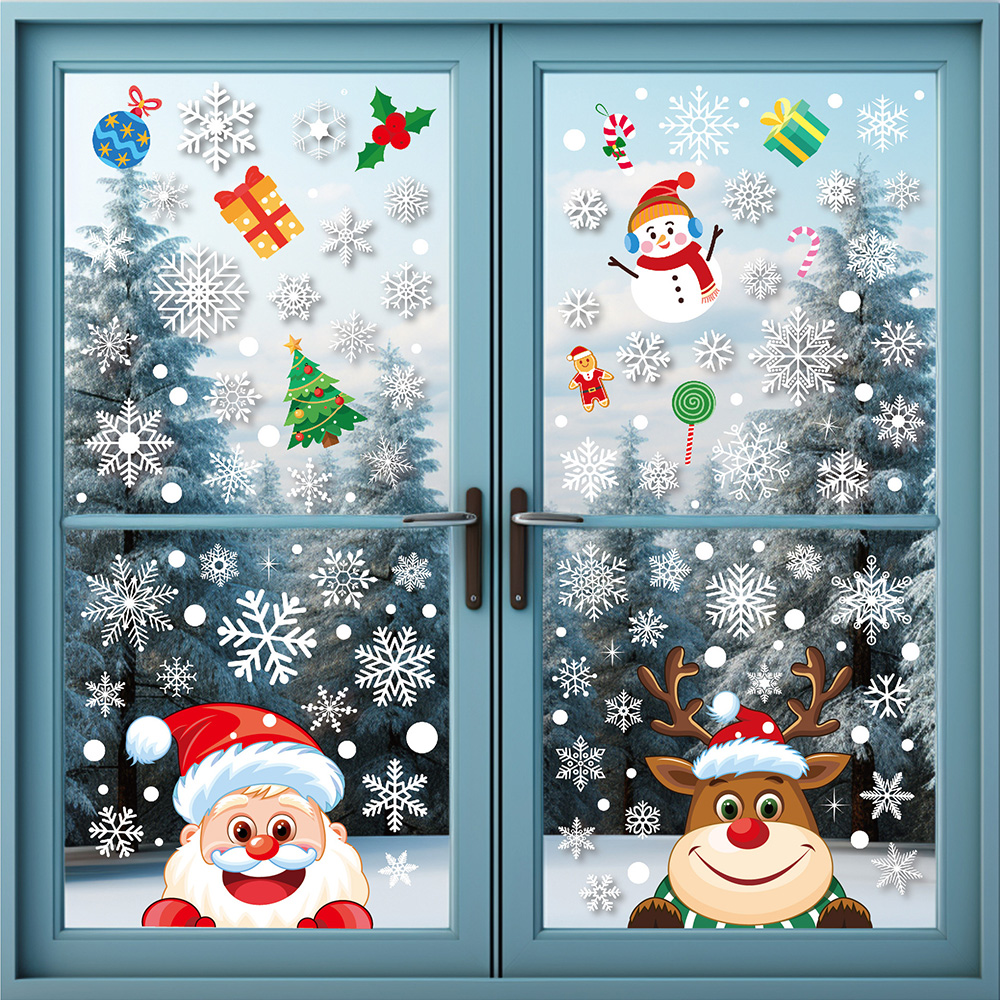 크리스마스 창문스티커 유리 포인트 시트지 방문 벽데코 장식 루돌프 산타