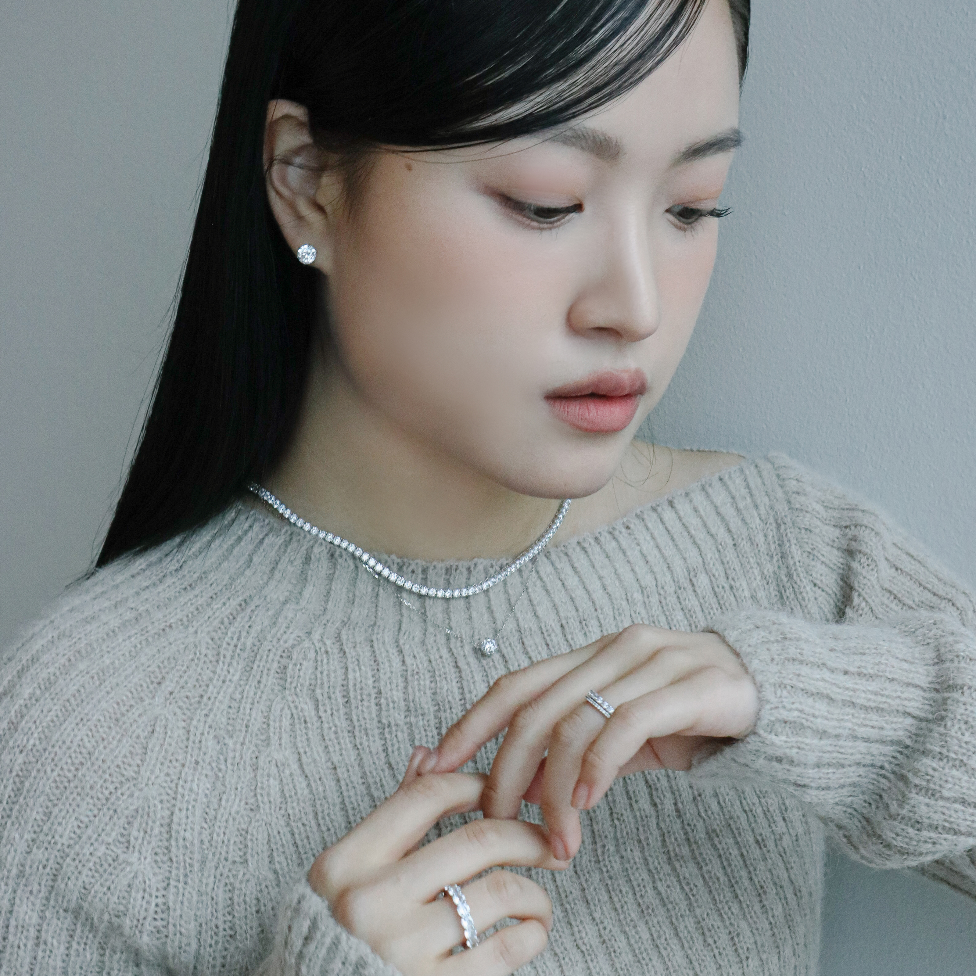 모이사나이트목걸이 5부 1캐럿 실버 목걸이 이미지 8
