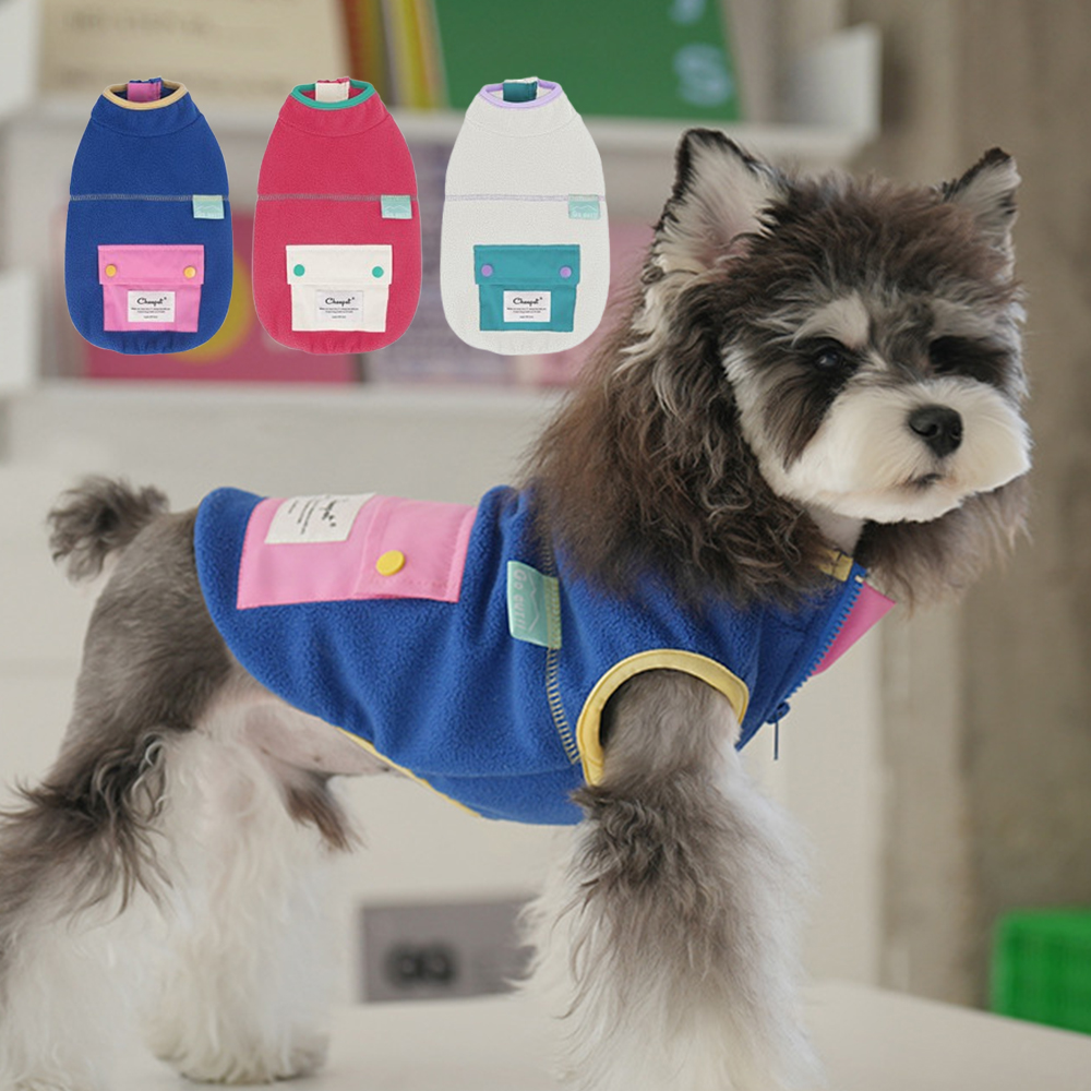 강아지 고양이 옷 후리스 지퍼 조끼 겨울옷 산책 실내 뽀글이 겨울 방한 패딩 점퍼