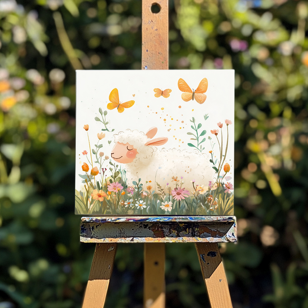 포근한양 45x45cm 캔버스액자 양그림 - 상세 이미지 4