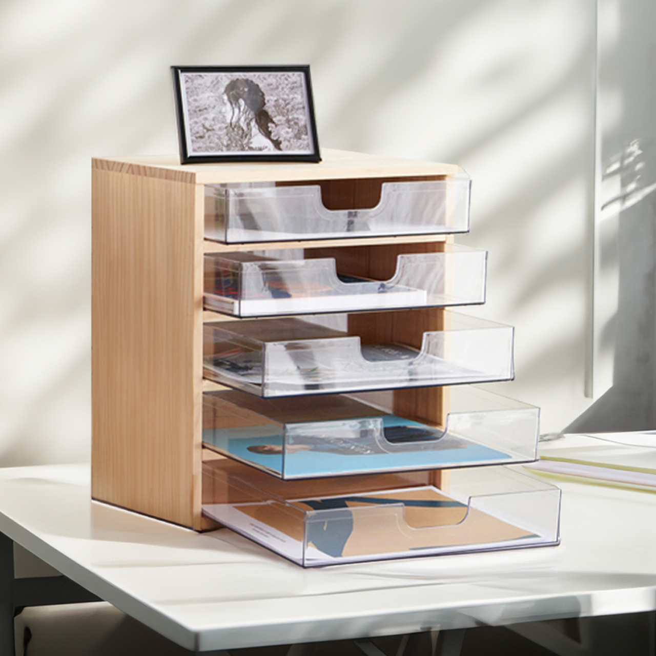 원목 서류함 정리대 서류 보관함 5단 문서 보관함 서류 서랍장