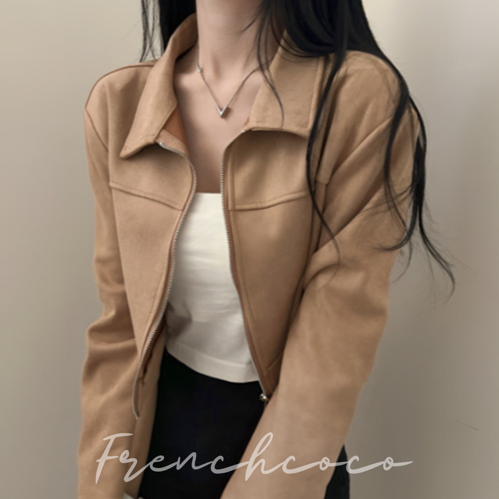 프렌치코코 하이퀄리티 크롭자켓 스웨이드 가을 무드