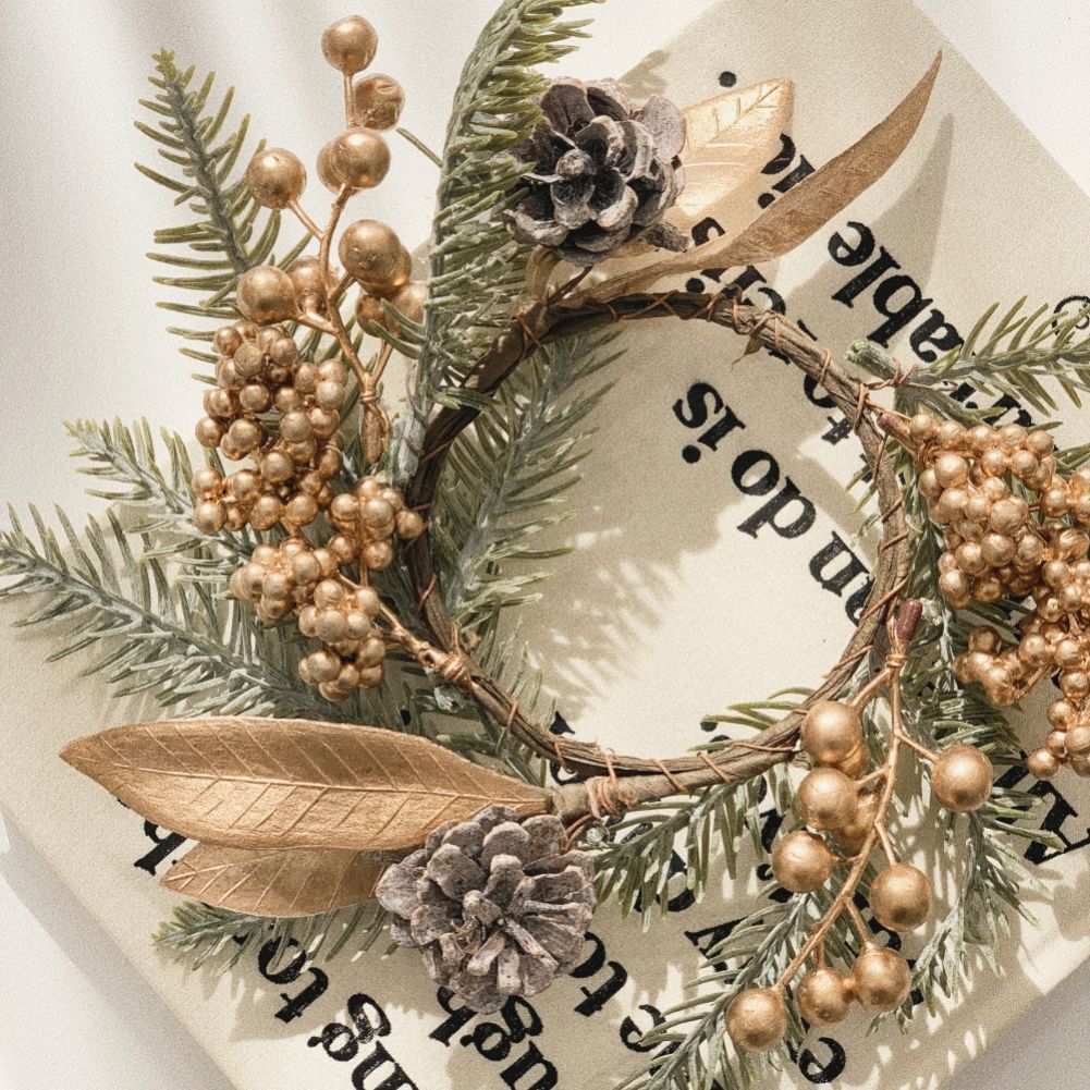 유월가게 크리스마스 골드 열매 캔들 리스 골드베리 캔들링 센터피스 - 상세 이미지 2