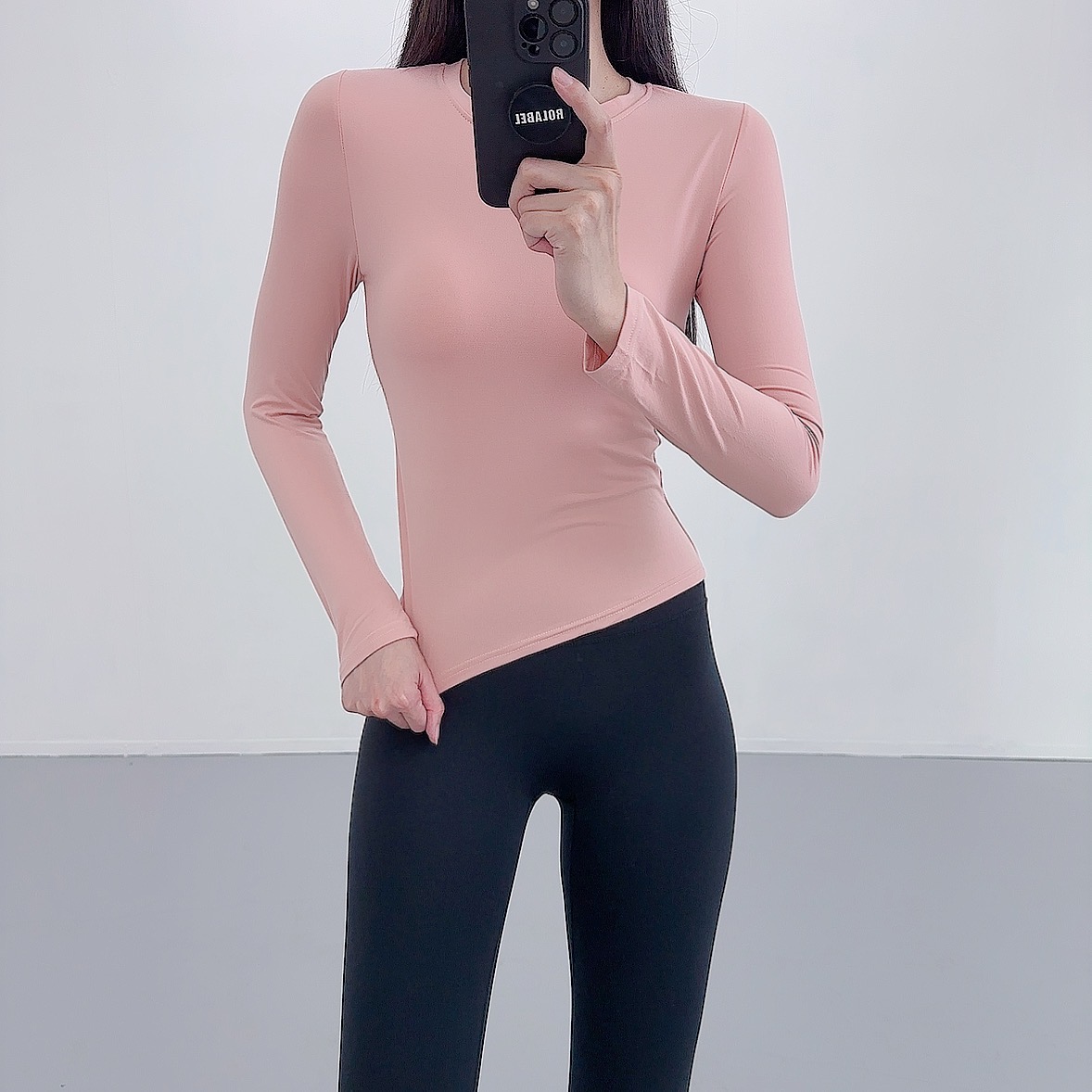 로라벨 리온 필라테스복 여성 요가복 필라테스 요가 상의 옷 커버업 운동복 크롭 탑 긴팔 - 상세 이미지 4