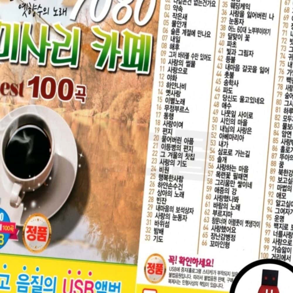 USB 미사리 카페베스트 100곡 노래칩 : 동네살림