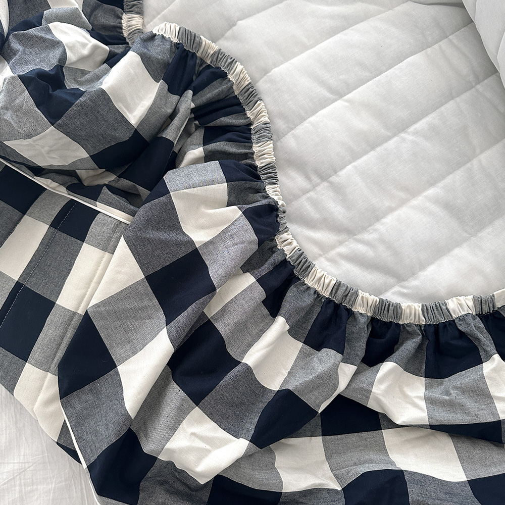 30수 선염면 모던 심플 클래식 올인원커버 SS 제니 깅엄체크 누빔 매트리스커버