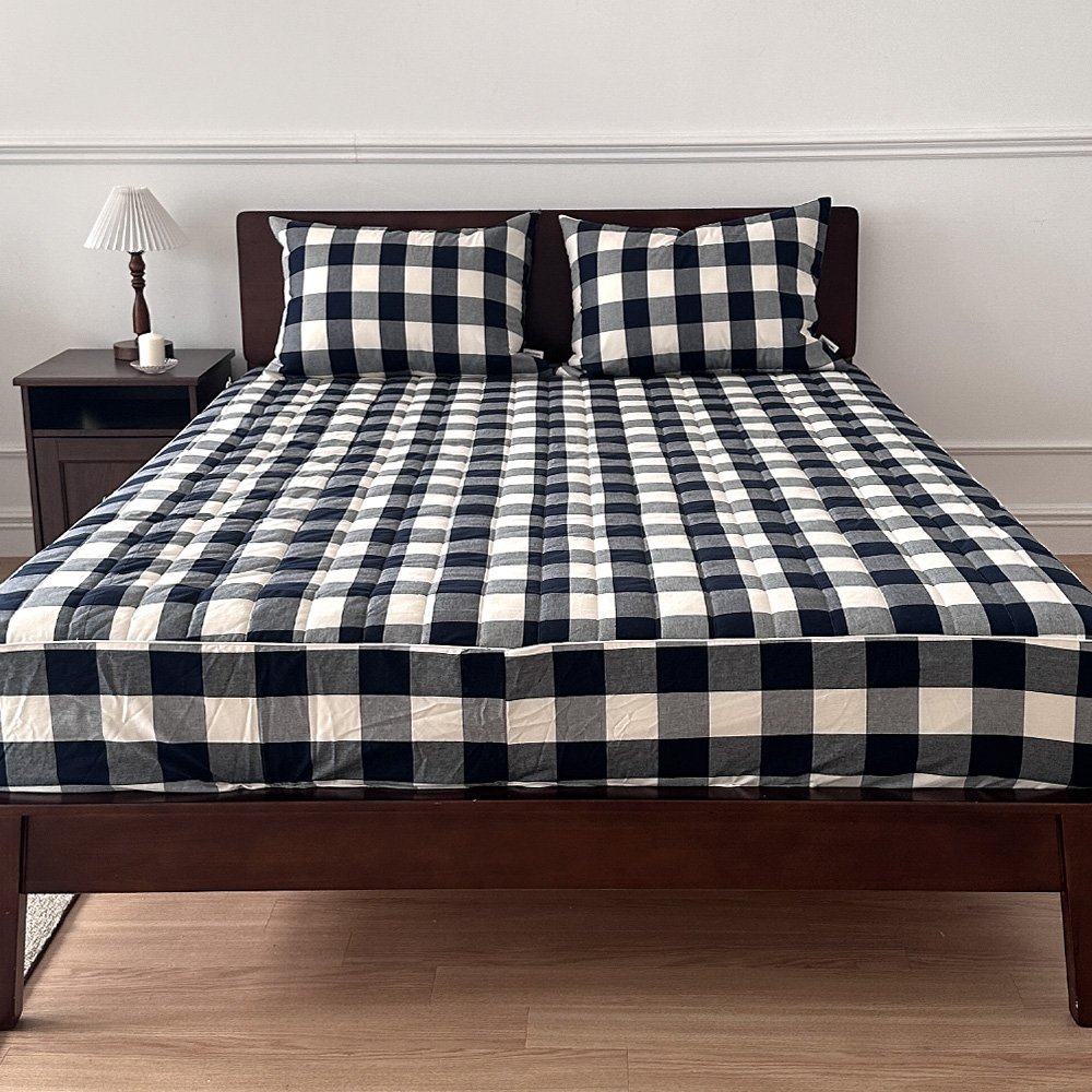 [배송지연 10월말 순차발송] 30수 선염면 빅체크 빅깅엄 모던 심플 클래식 올인원커버 SS 제니 깅엄체크 누빔 매트리스커버