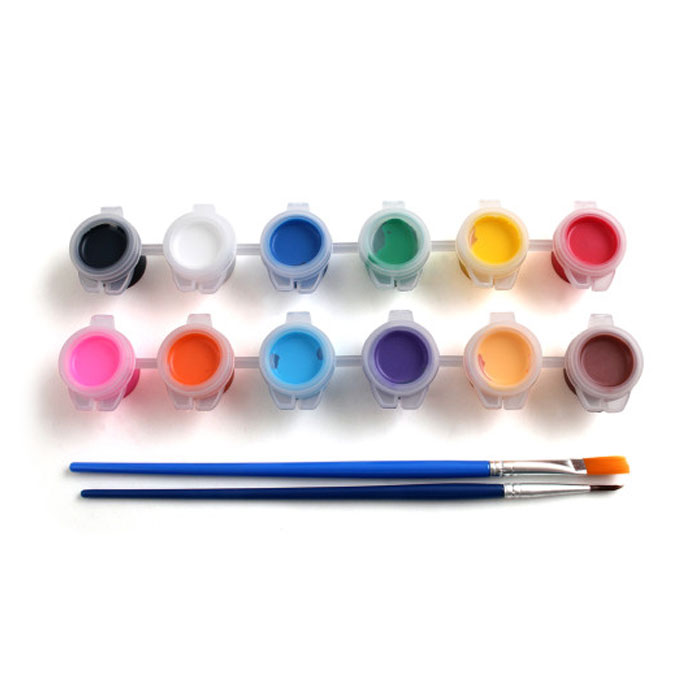 미니 아크릴 물감 D세트 12색 3ml (붓포함) / 소량 휴대용 통 미술 파렛트
