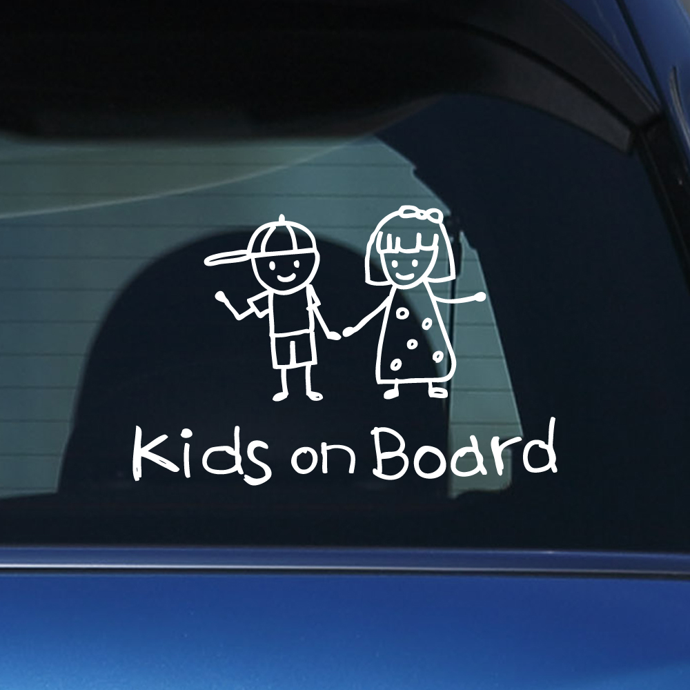 손그림 남아 여아 아이가 아이들이 타고 있어요 스티커 Kids on Board 흰색 M - 상세 이미지 3