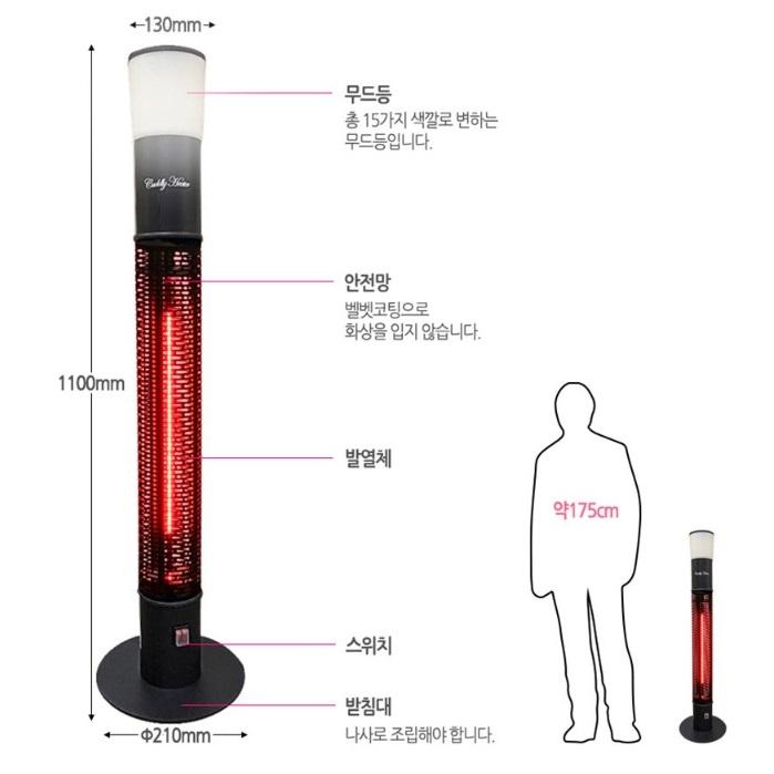 야외전기히터 캠핑장 테라스 방수 온열기 불꽃 업소용난방기 - 상세 이미지 4