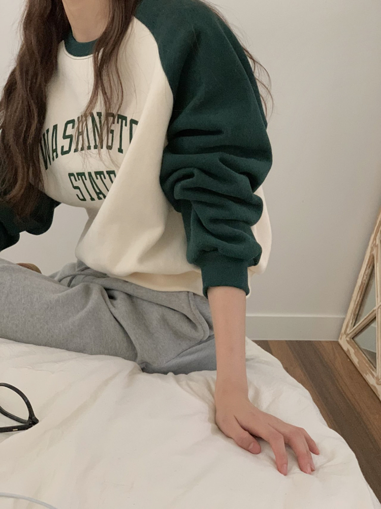 양기모 오버핏 워싱턴 프린팅 나그랑 티셔츠 여자 기모 맨투맨 겨울 여성 맨투맨 박스티 - 상세 이미지 2