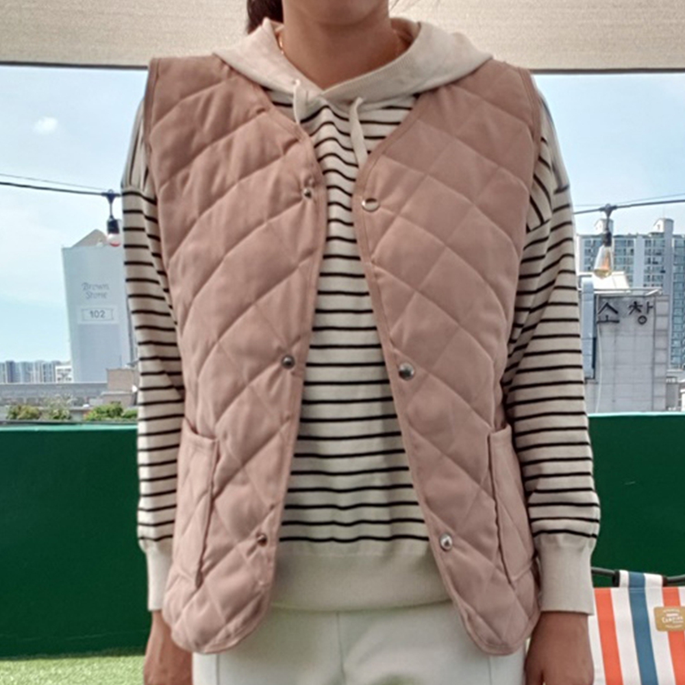 여성누빔조끼 성인수면 할머니김장베스트 간절기여자경량 가을겨울 아줌마벨벳촌캉스룩 - 상세 이미지 5