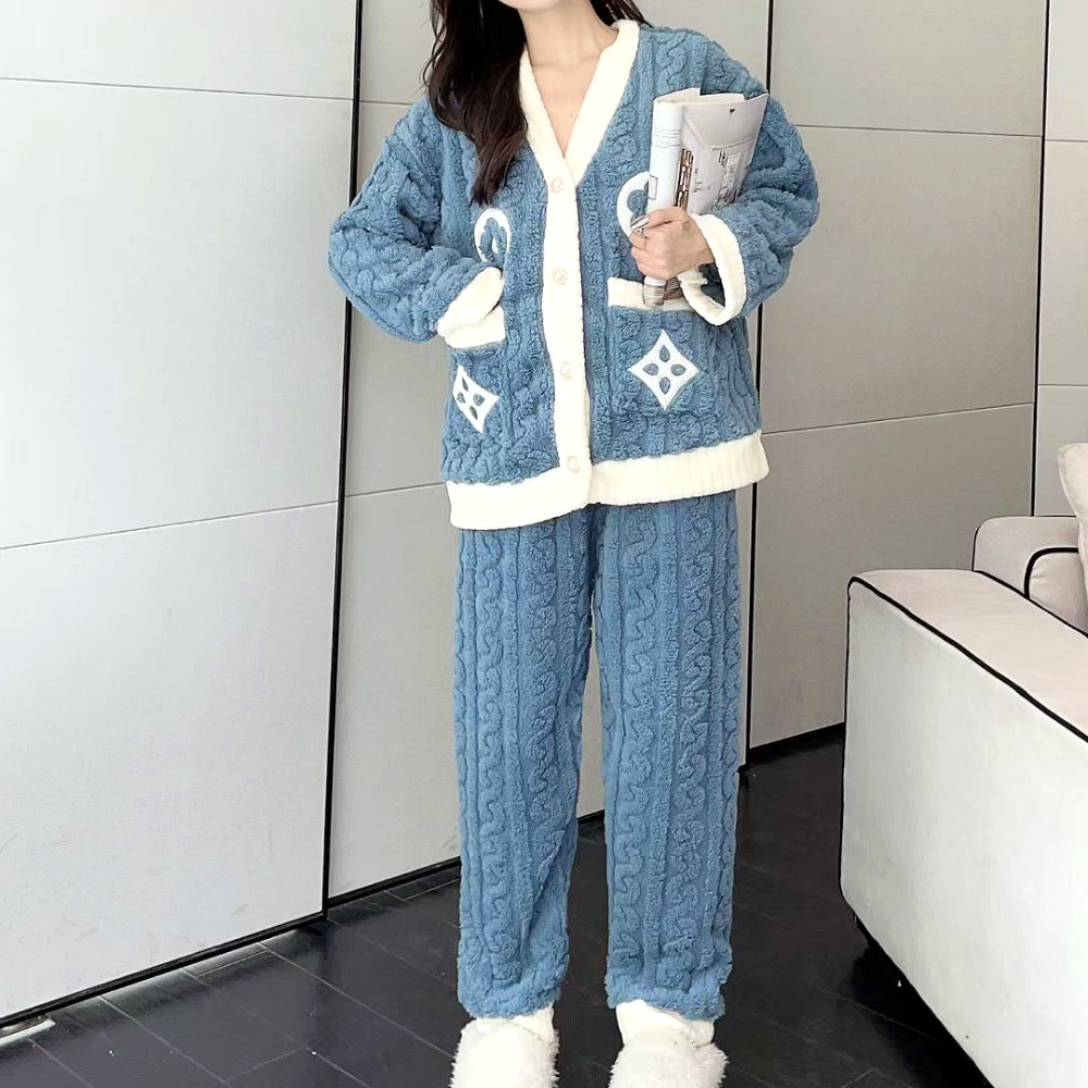 박대표마켓 여성 겨울 수면 극세사 기모 잠옷 홈웨어 파자마 세트 2+1 이미지 8