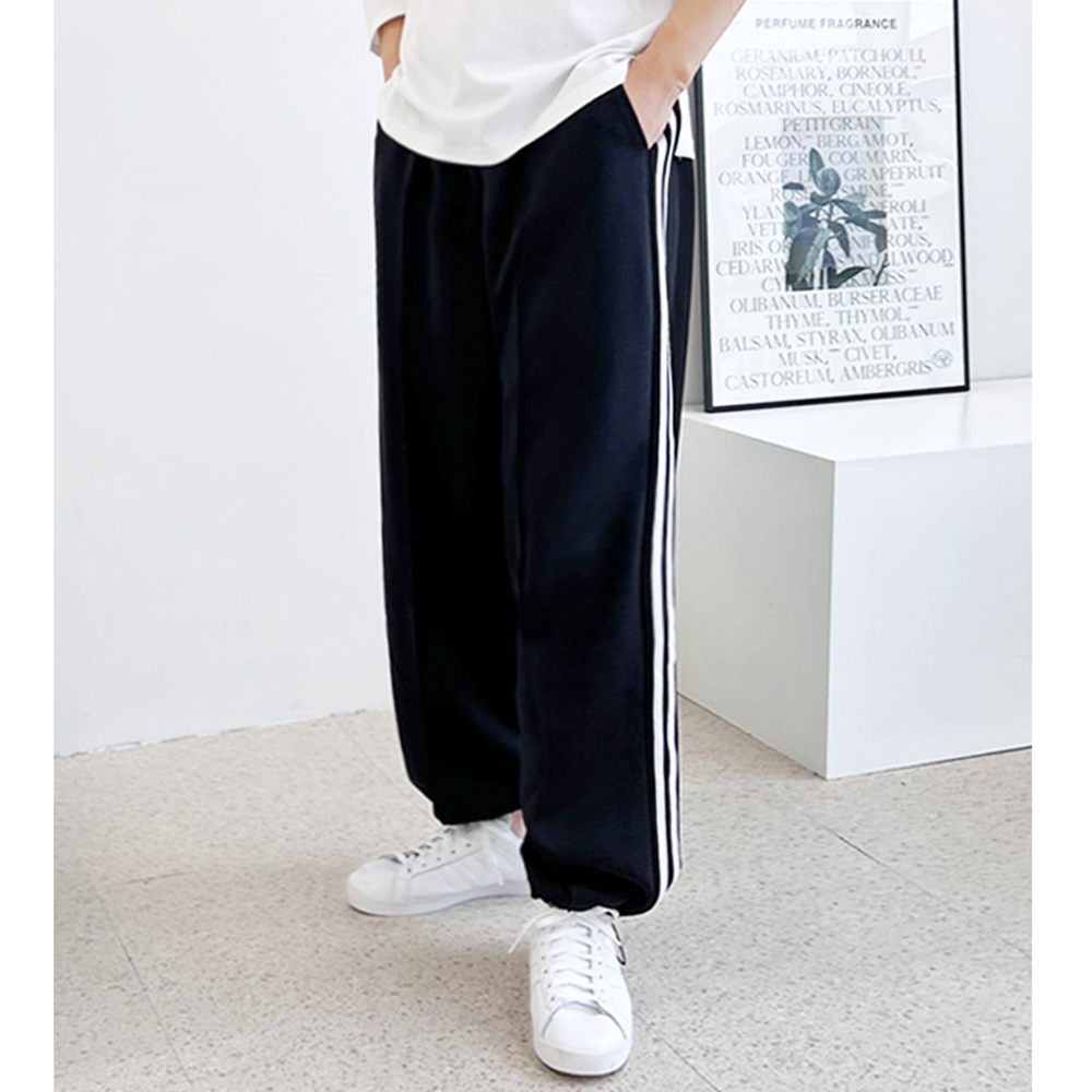 허벅돼바지 남자 통큰 통넓은 와이드 스트링 트레이닝 트랙팬츠 - 상세 이미지 4