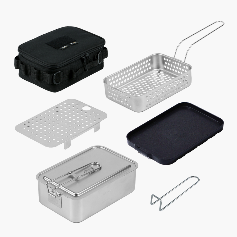 키녹스 스테인레스 사각 반합 패키지 블랙 찜망 튀김망 불판 케이스 세트