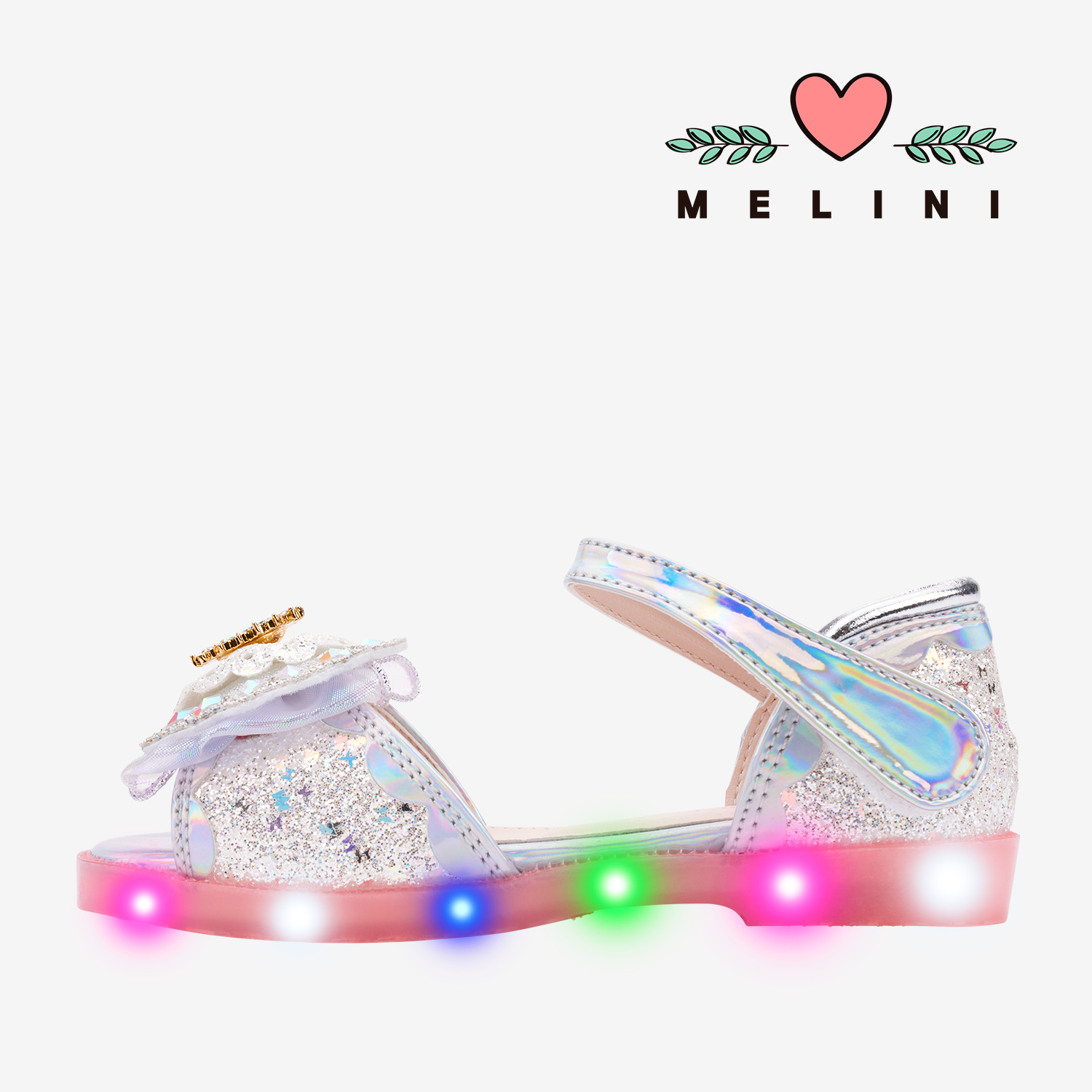 [멜리니] 여아샌들 LED 노라M - 쥬얼화이트 유아 키즈 신발 - 상세 이미지 2