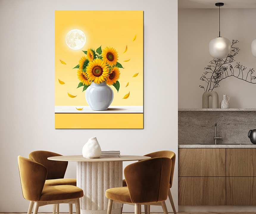 해바라기 달항아리 그림 생기 꽃 액자 거실 풍수 가게오픈선물 소형 - 상세 이미지 2