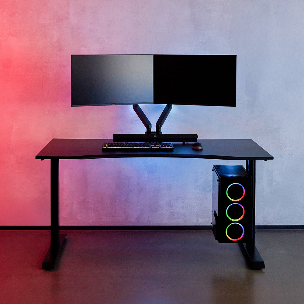 루나랩 컴퓨터책상 거실 서재 1인용 게이밍 책상 블랙커브1500 기사설치