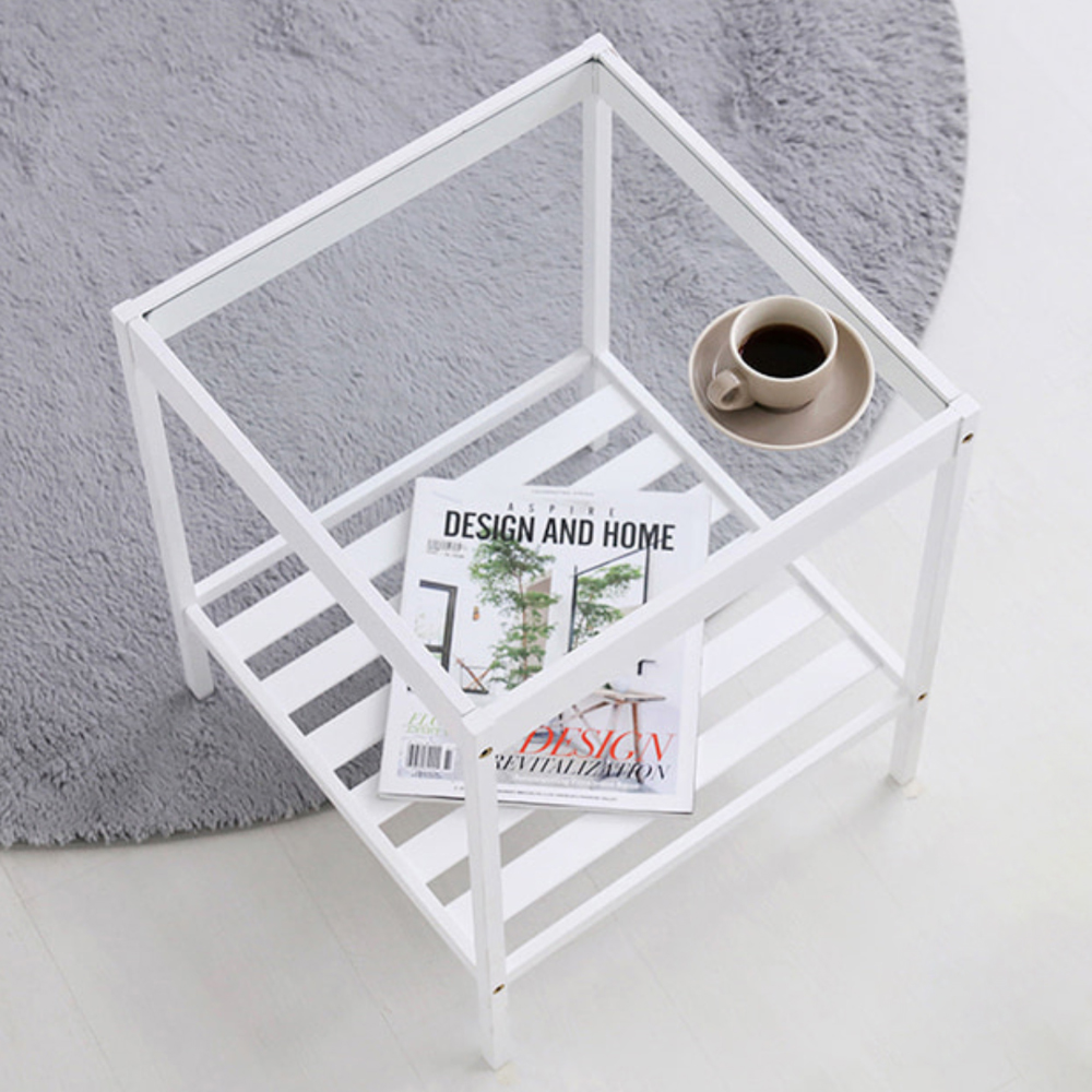 GLABO 사이드테이블 4040 대나무 화이트 7325.8567