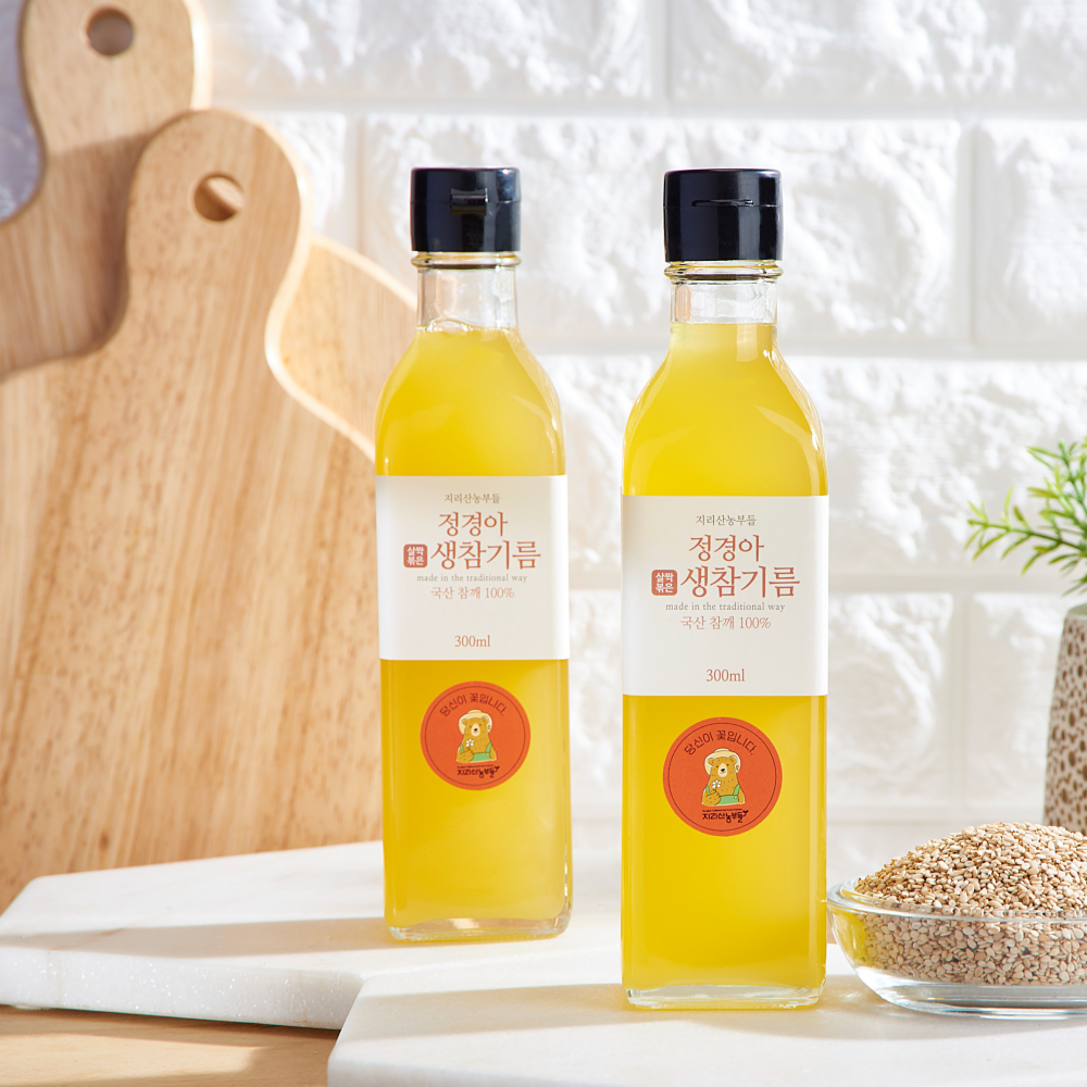 참기름 들기름 선물세트 ( 300ml 2병) 국산깨, 저온압착 지리산 정경아 오메가3 이미지 8