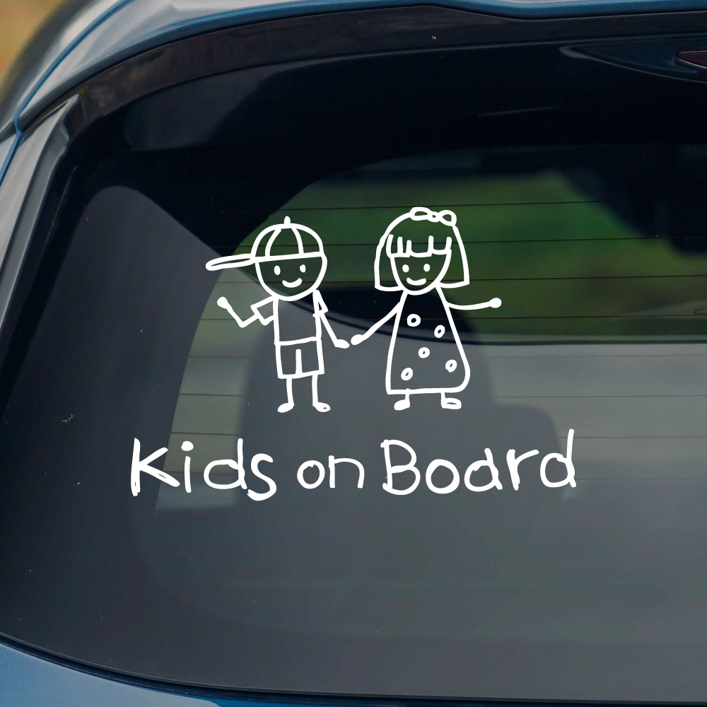 손그림 남아 여아 아이가 아이들이 타고 있어요 스티커 Kids on Board 흰색 M 이미지 6