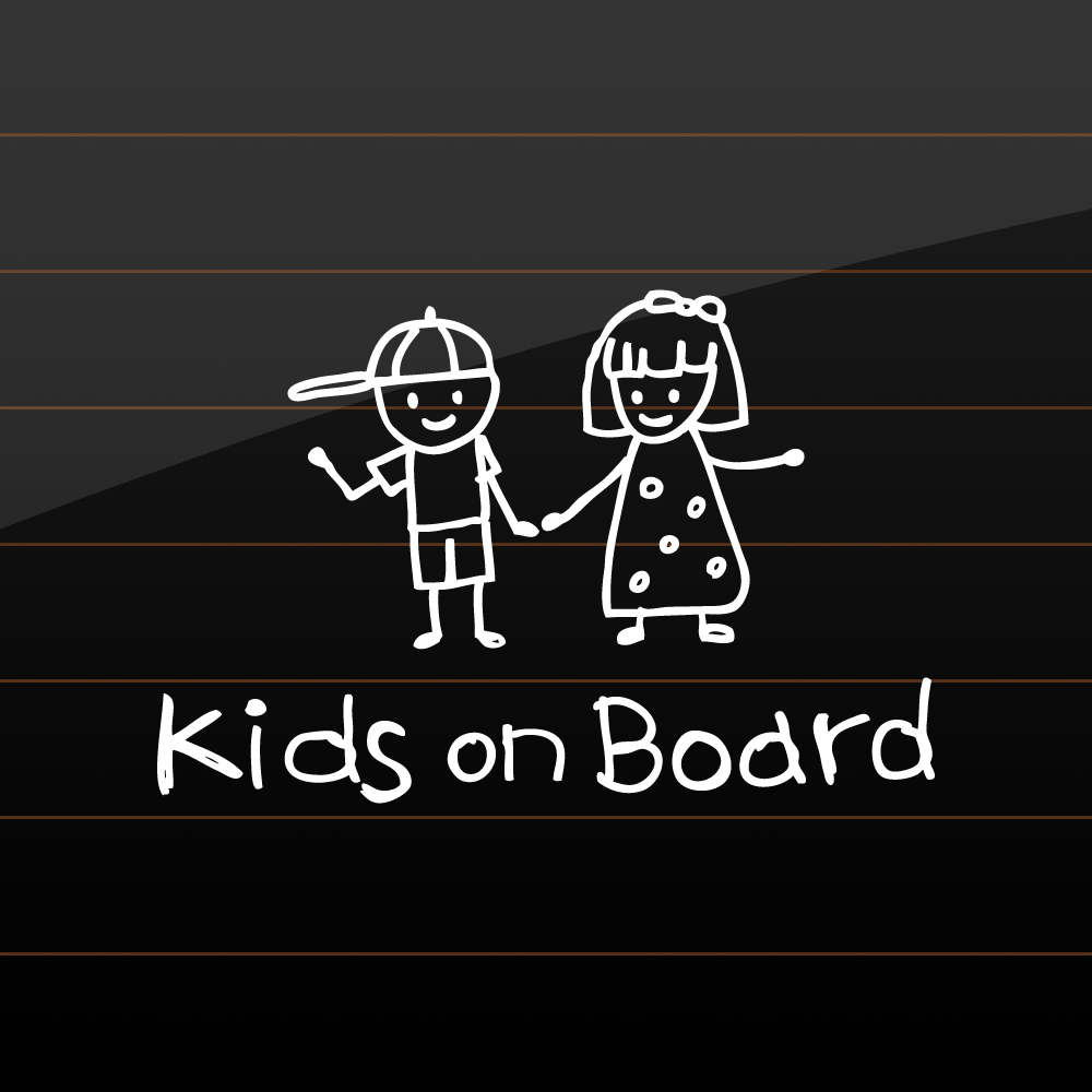 손그림 남아 여아 아이가 아이들이 타고 있어요 스티커 Kids on Board 흰색 M - 상세 이미지 5