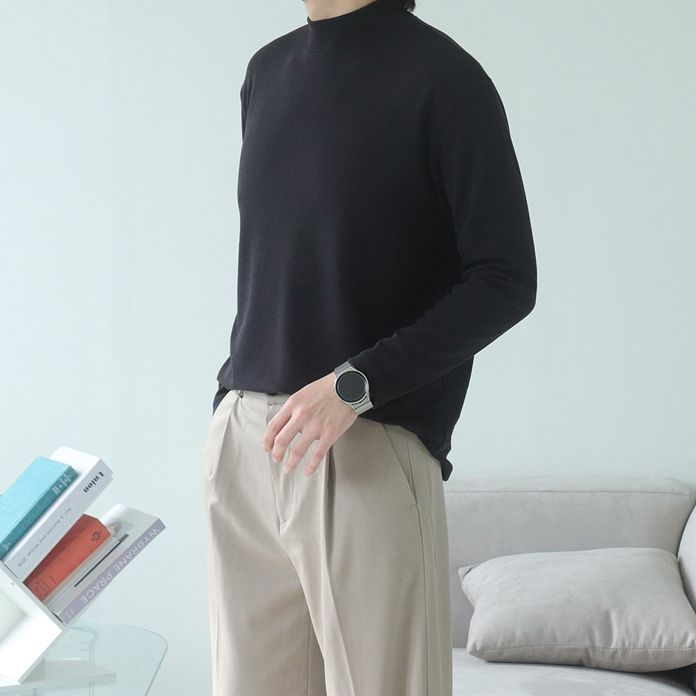 남자 니트 빅사이즈 모크넥 반목폴라 니트 남성스웨터 - 상세 이미지 2